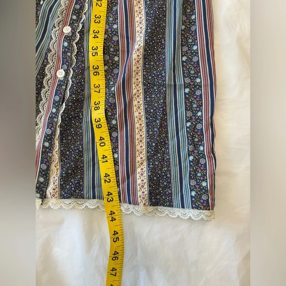 Reformation The Heidi Sandalwood Dress Size 8 Lace Trim Cottagecore Striped Boho - Picture 6 of 8